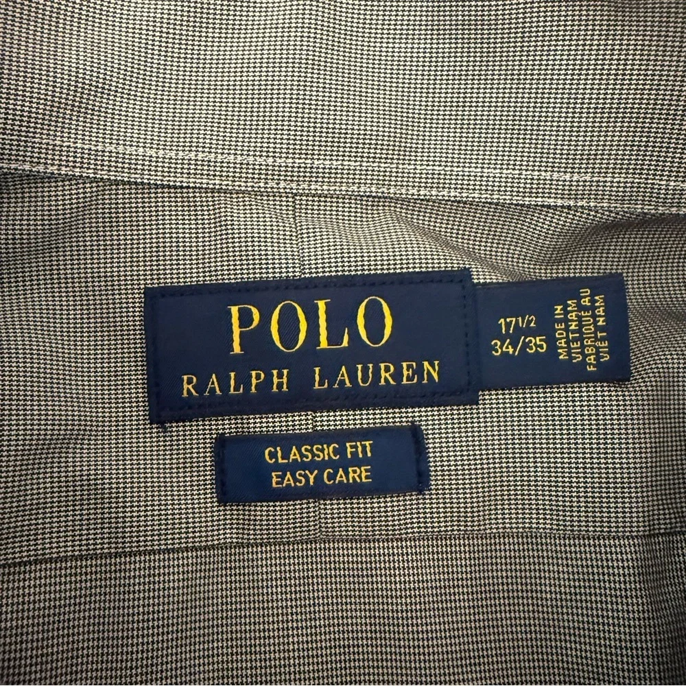 Polo Ralph Lauren Men’s Gray Classic Fit Easy Care Dress Shirt Size 17 1/2 34/35